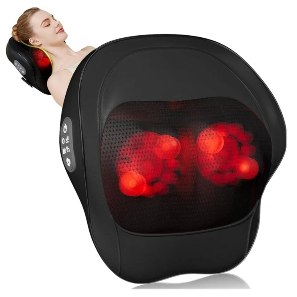 Amazon Black Shiatsu Back and Neck Massager with Red Heat Nodes